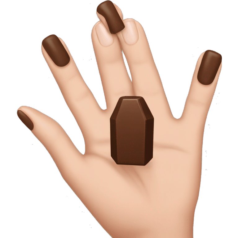 Hand with brown coffin shaped nails emoji