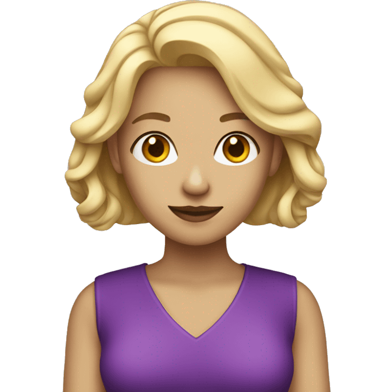 Blonde woman with purple heart emoji