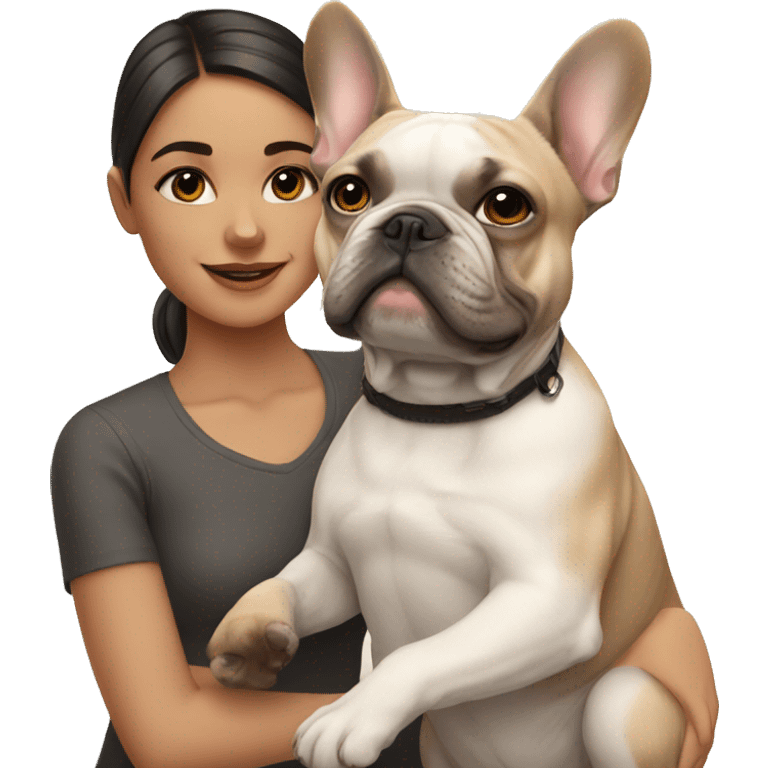 girl and French bulldog  emoji