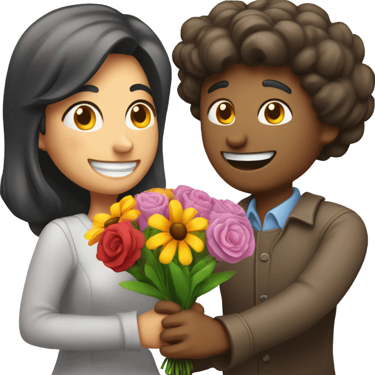 Man giving woman flowers  emoji