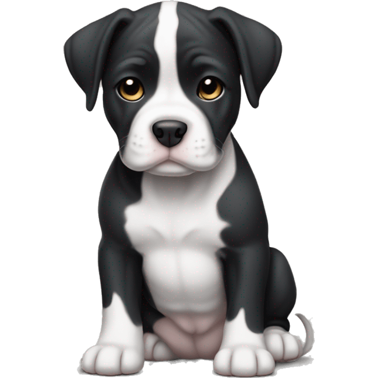 Black and white English staffordshire puppy full body emoji