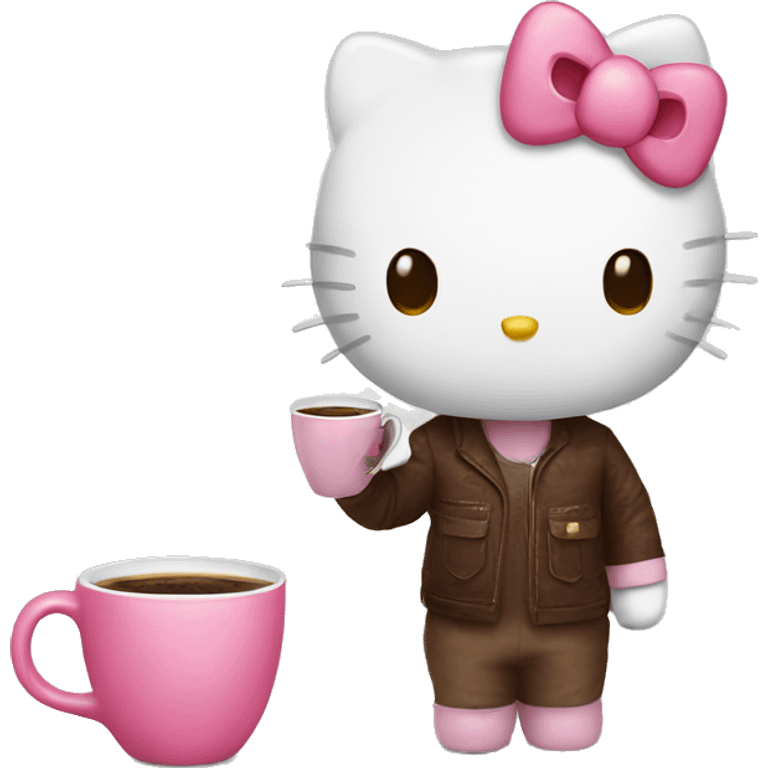 Hello kitty drinking coffee emoji