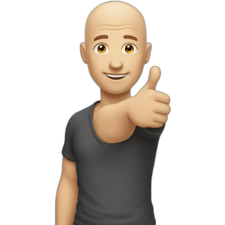 Bald guy pointing right with his thumb emoji