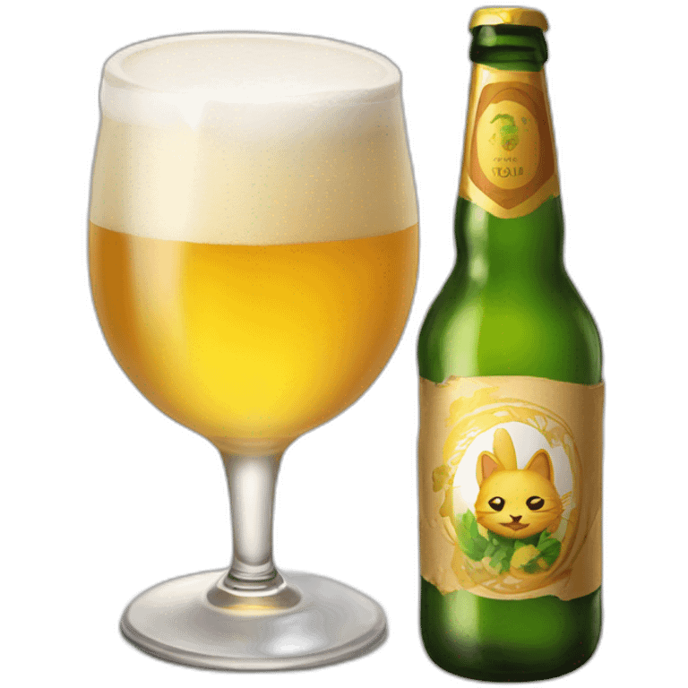 Un chat isabelle qui boit une bière emoji