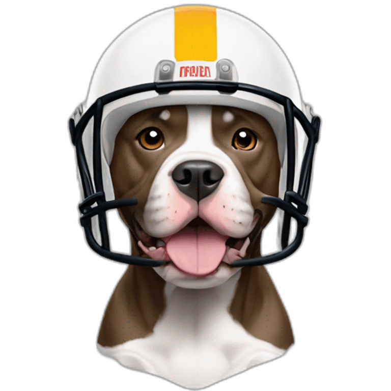 A pit bull wearing football helmet and pads emoji