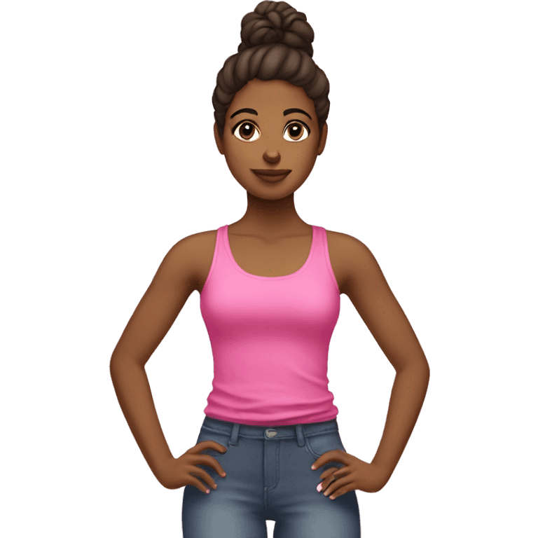 Brownskin girl with pink tank top emoji