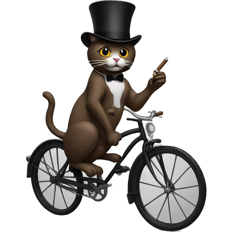 create a cat with a top hat smoking a cigar on a bike emoji