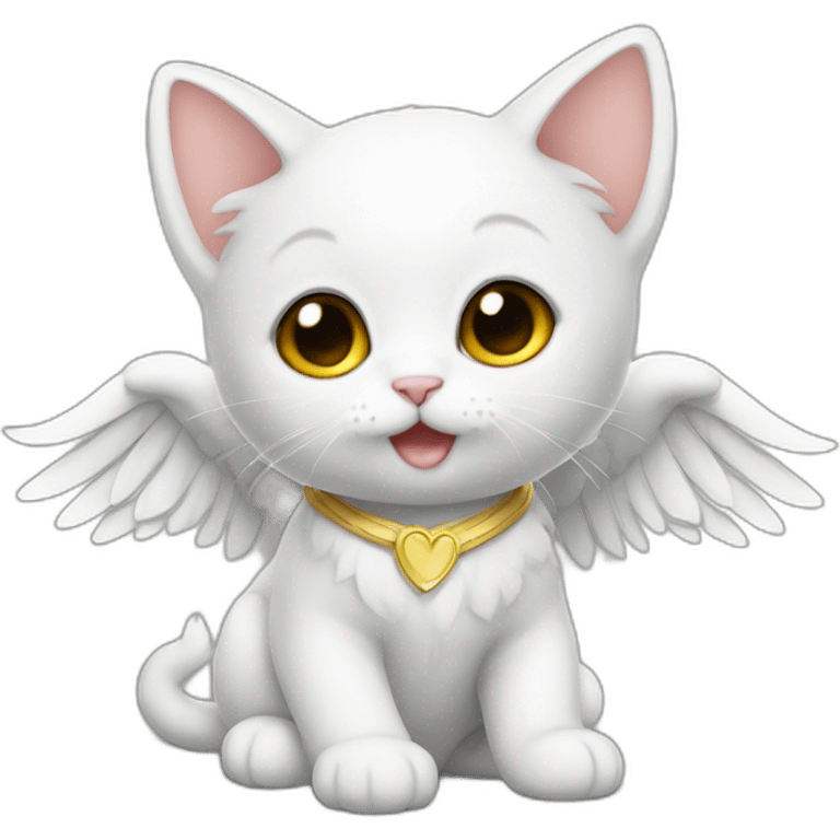 Cute baby cat wearing wings emoji