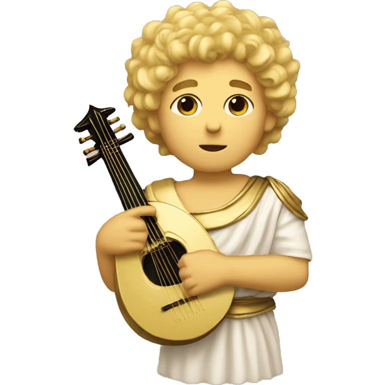 Apollo god. Calm face Holding a lyre with Blonde hair emoji