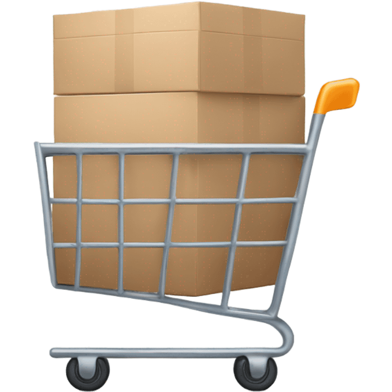 Online industrial style shopping cart with boxes emoji