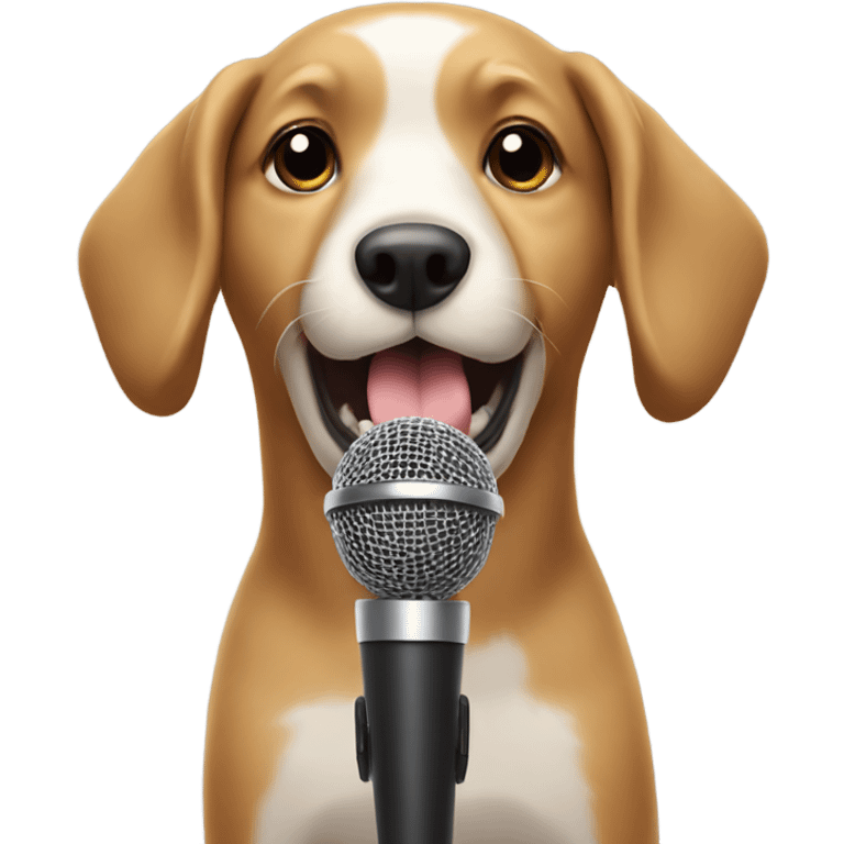 Dog singing on a microphone  emoji