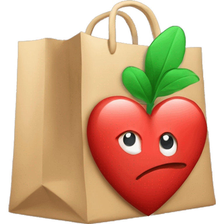 de una bolsa de compra con un corazon el el medio emoji