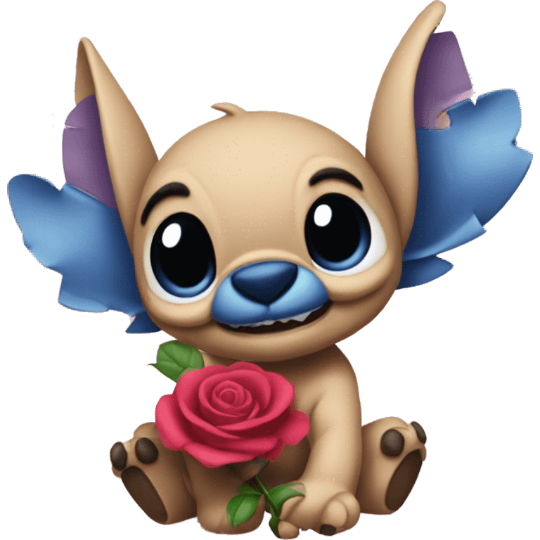 STITCH CON UNA ROSA emoji