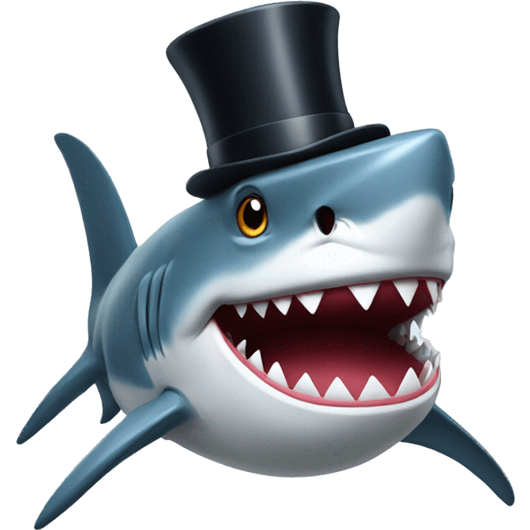 Shark with a top hat emoji