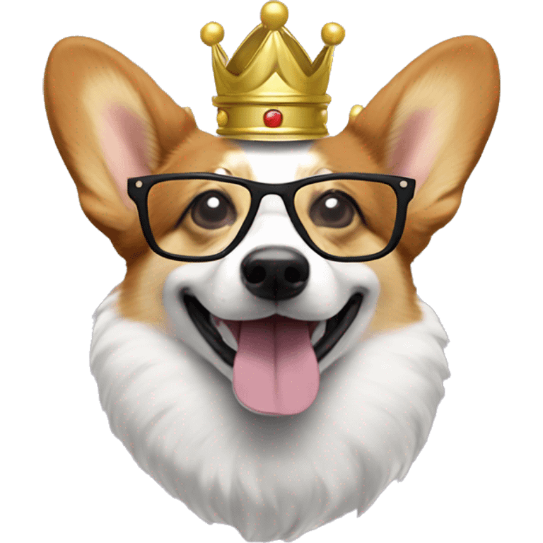 Sniffa tri colored corgi with a crown and glasses emoji