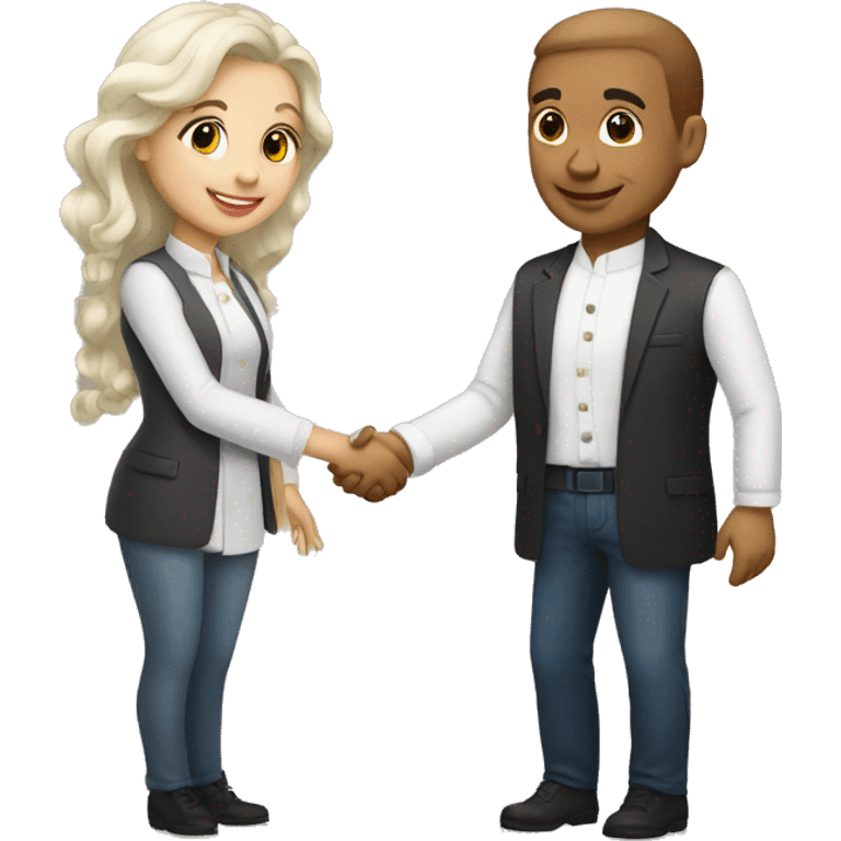 light-skinned restaurateur and blogger shake hands emoji