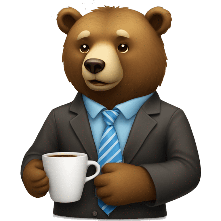 bear in a tie with a cup of coffee emoji