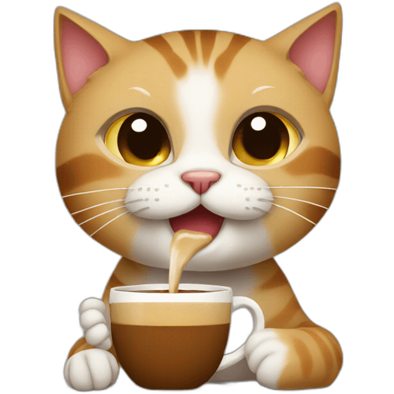 Cat drinking a coffe emoji