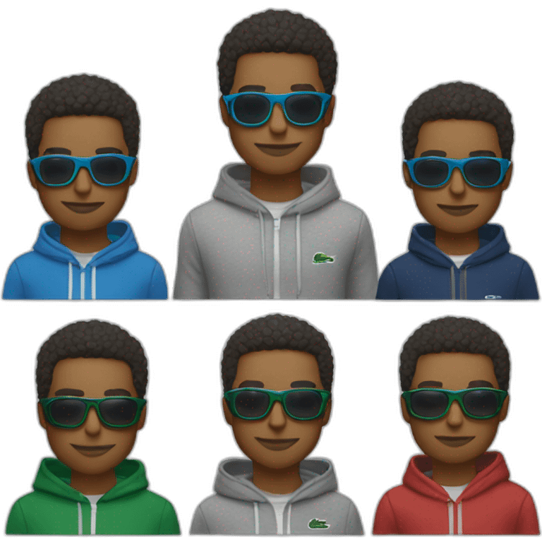 Guy using lacoste hoodie and oakley eyeglass emoji