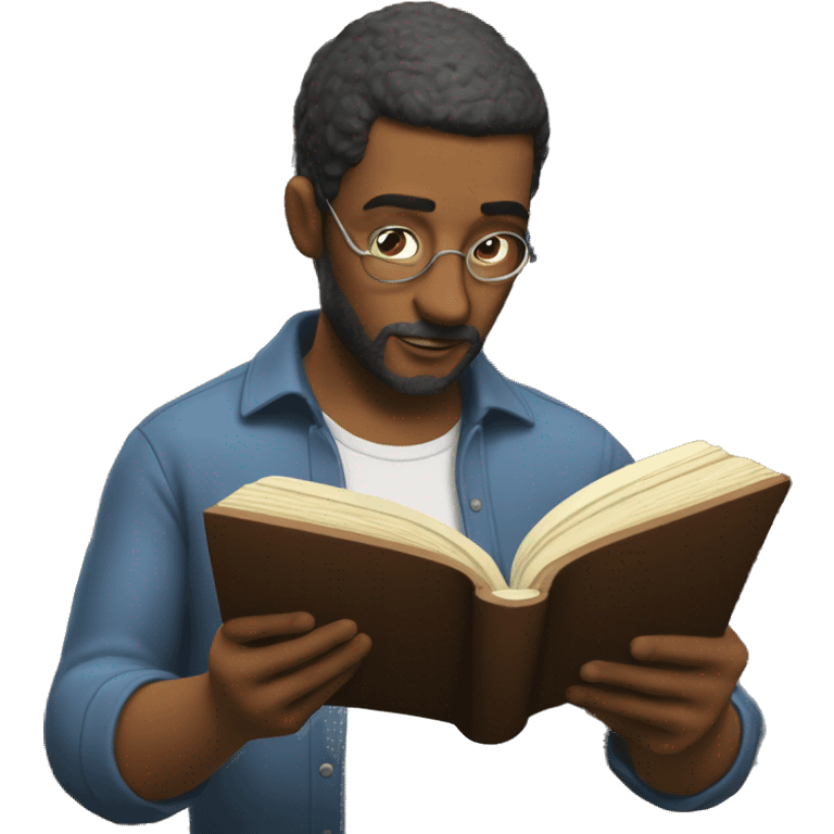 a man reading a "realistic era literature" style book emoji