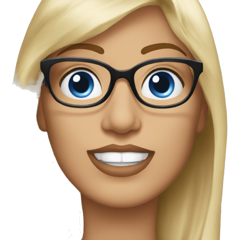 blonde woman with blue eyes and glasses kisses George Clooney  emoji