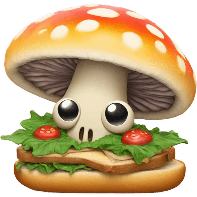 Psychedelic mushroom eating a sandwich emoji