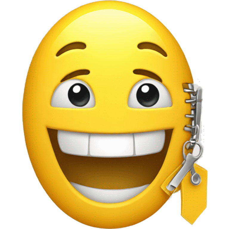 A happy face with an opened zipper instead of mouth emoji