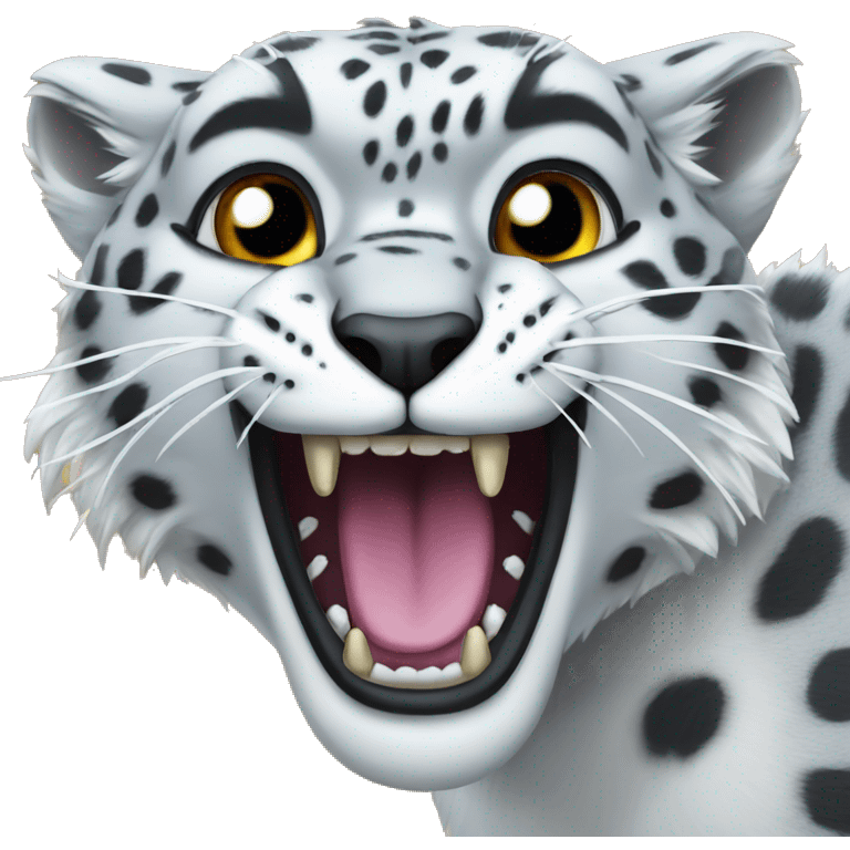 Snow leopard snarling emoji