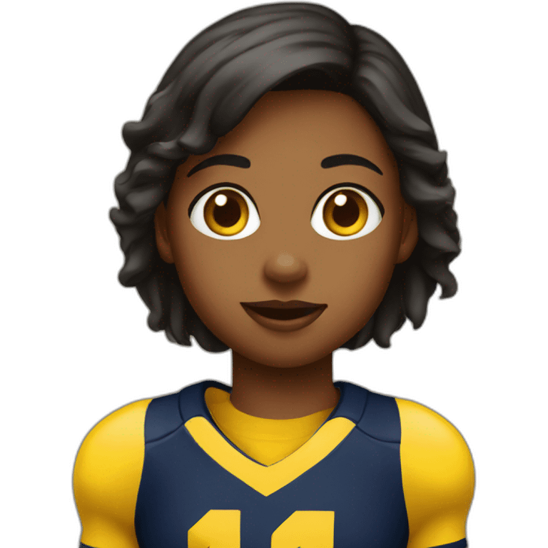 Girl wearing Michigan football shirt emoji