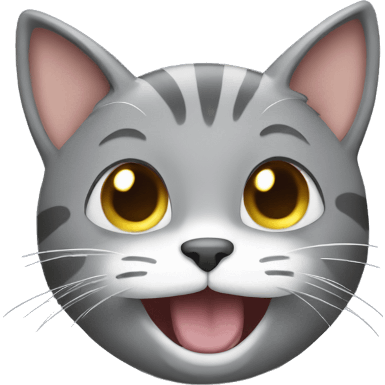 grey cat laughing cute emoji