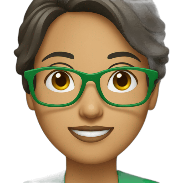 female latino teacher with green glasses emoji