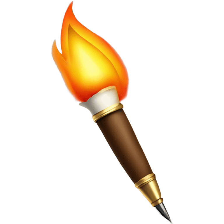 quill pen with tip on fire emoji