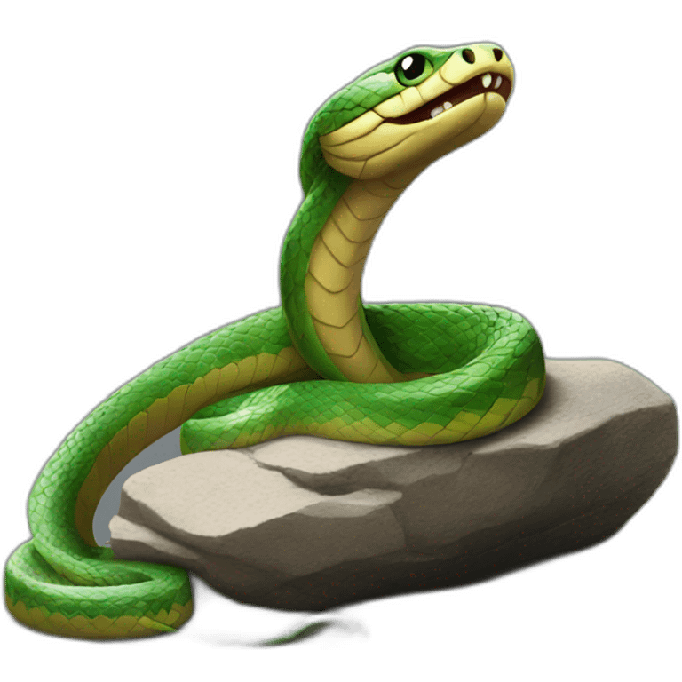 snake sitting on the rock emoji