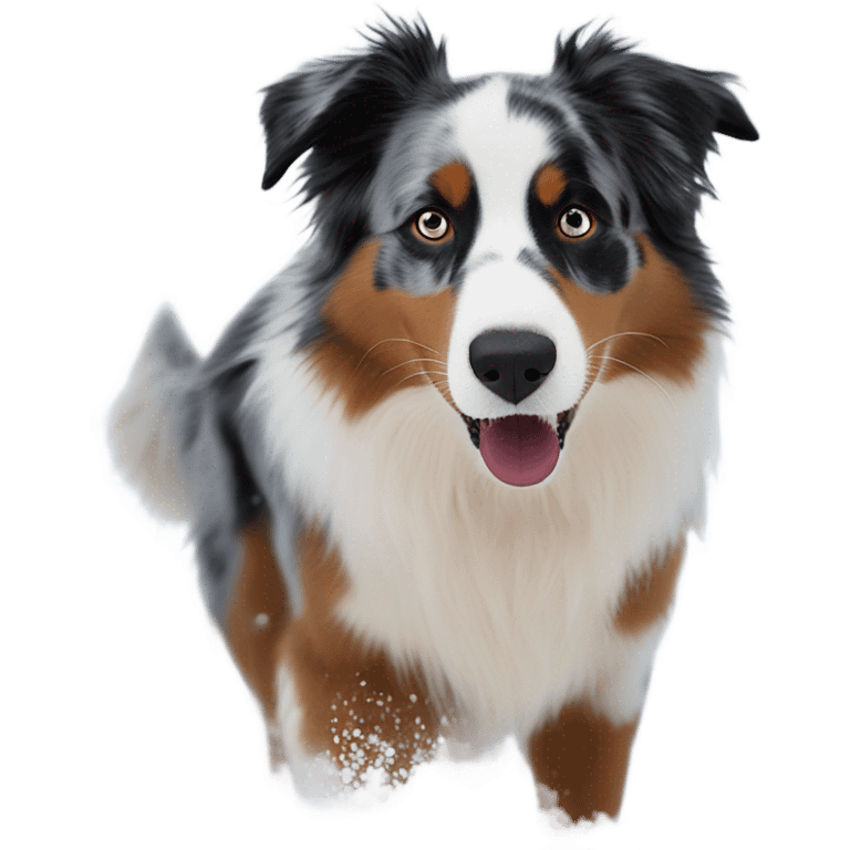 Australian shepherd playing in the snow emoji