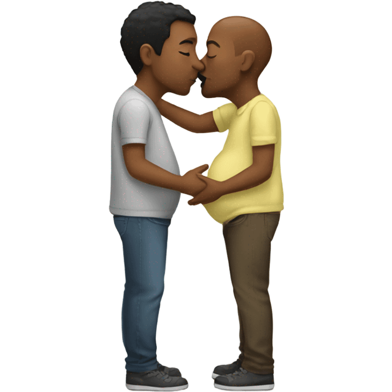 Two pregnant men kissing emoji