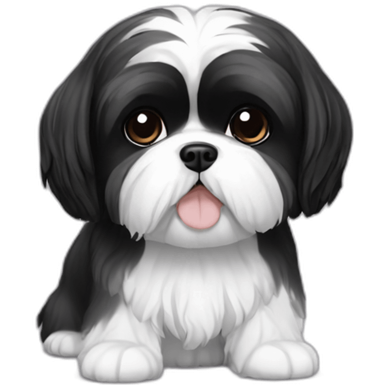 Black and white shih tzu emoji