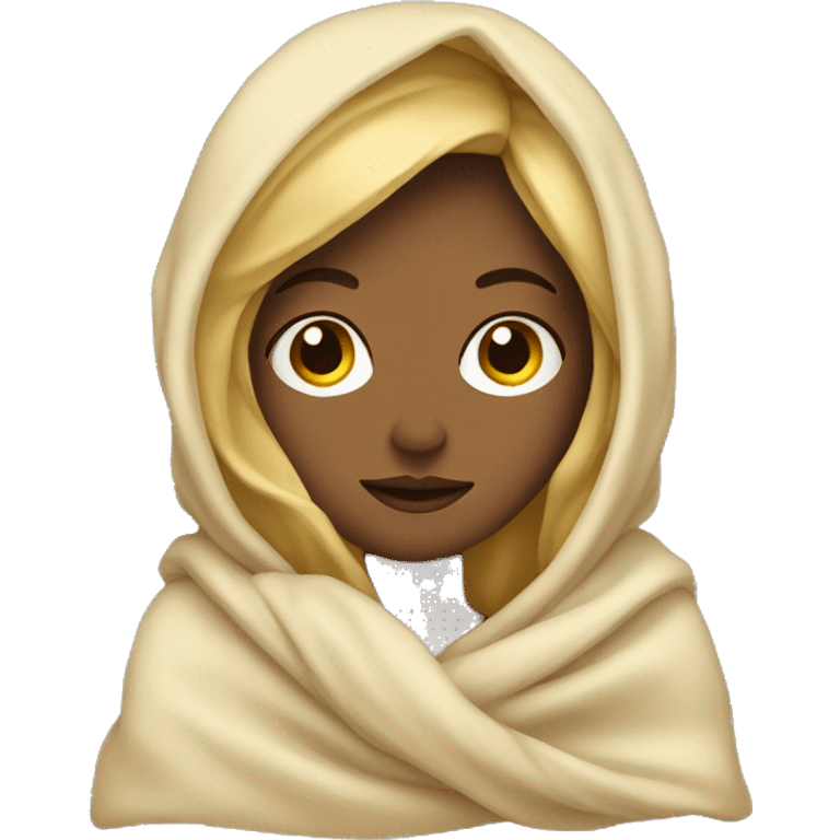 Blonde girl wrapped in a blanket emoji