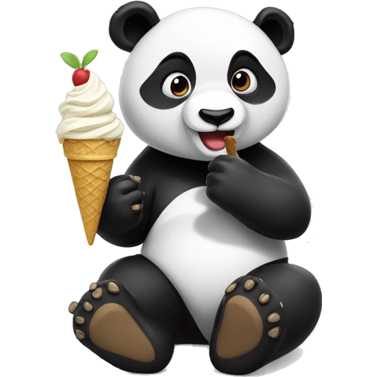 Panda eating ice cream emoji