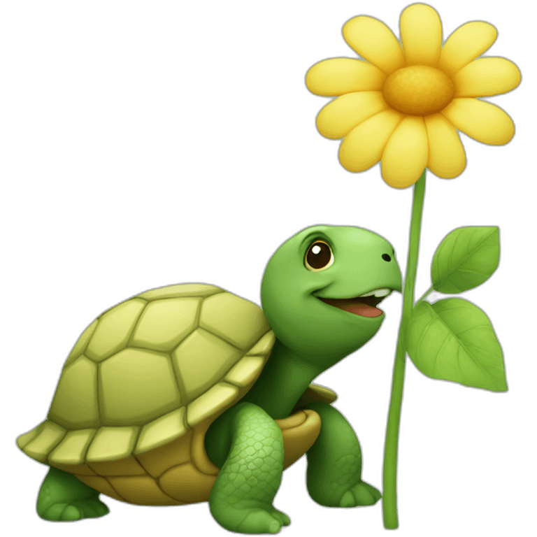 Turtle eating a flower emoji