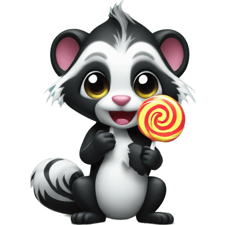 Skunk with lollipop emoji