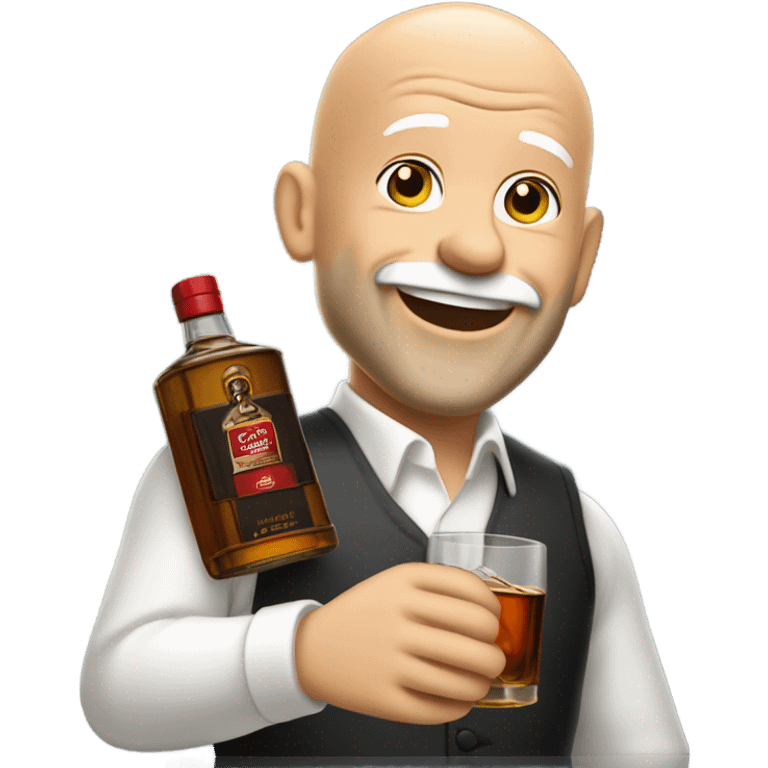 realistic meme of bald man with short withe bart with Glenfarclas emoji