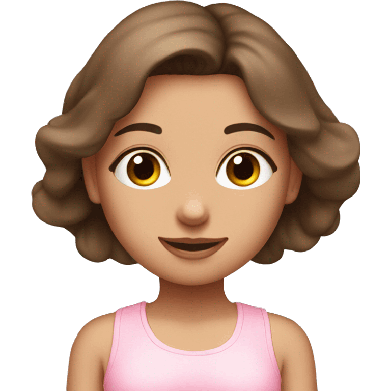 brunette yoga girl light pink clothes n emoji