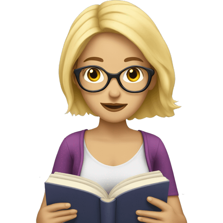 Blonde woman reading a book emoji