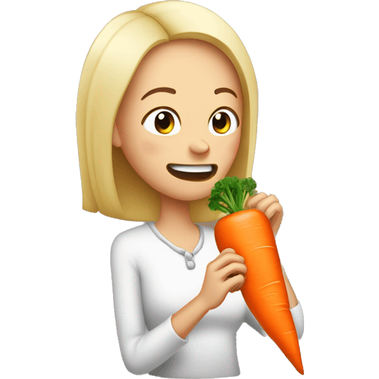 woman chomping a carrot emoji