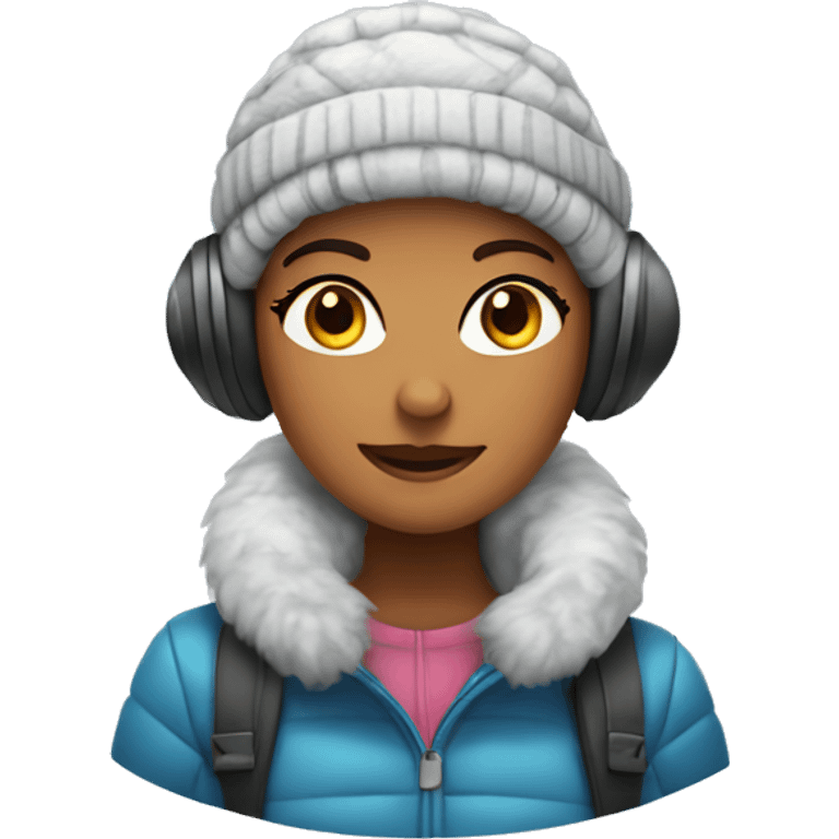 winter girl with ear muffs emoji