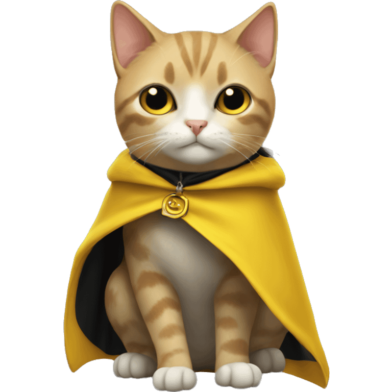 A cat in a black and yellow cape, Lovable emoji