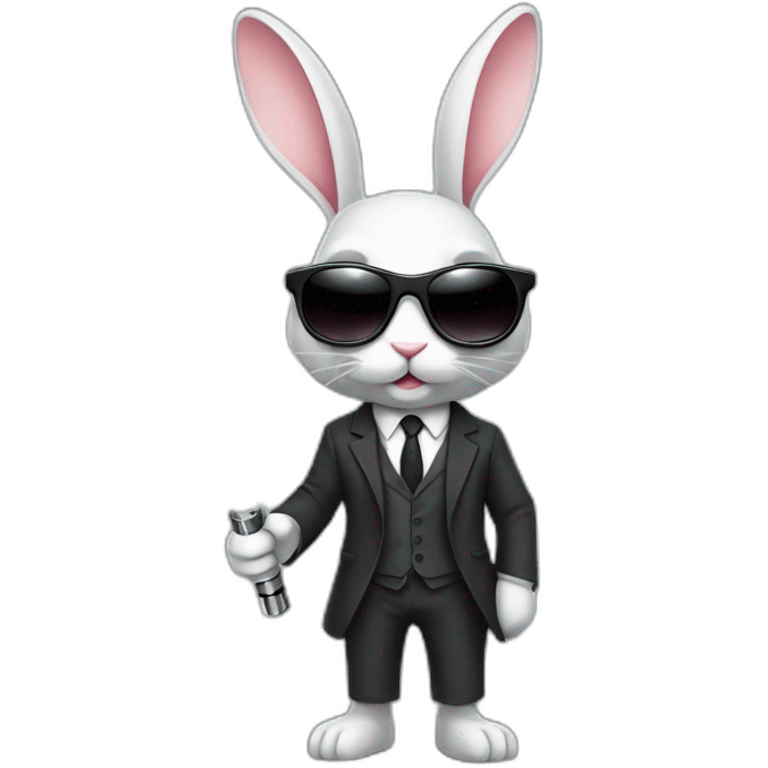 Rabbit with suit and sunglasses and  lightsaber light on completely emoji