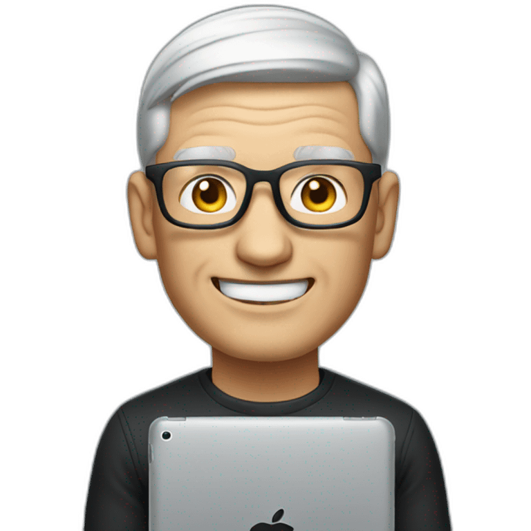 Tim Cook with his iPad emoji