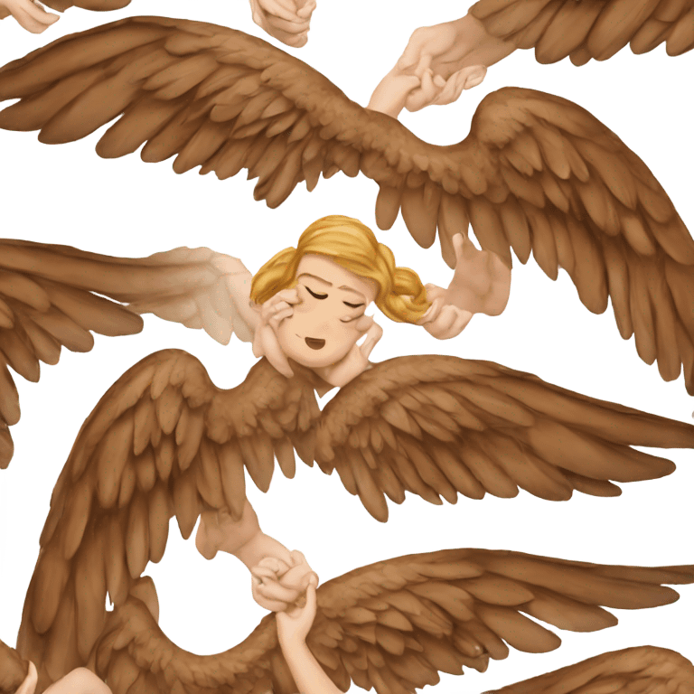 large brown Angel wings on a white woman emoji