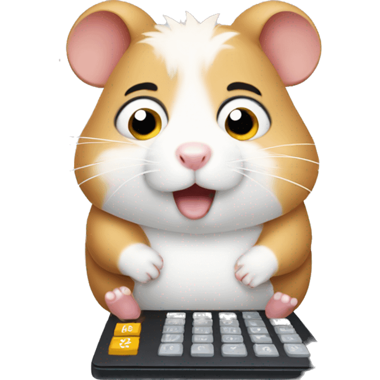 Hamster stressed using calculator emoji